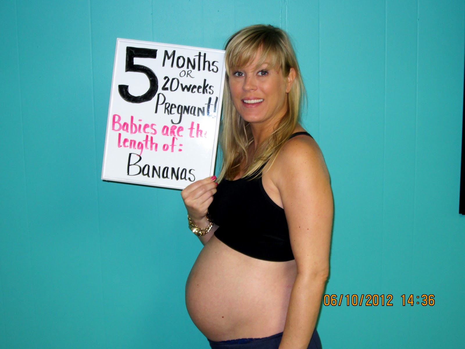 What does a woman look like when she is three to four months pregnant?
